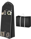 MISSLO Portable 65" Wedding Dress Garment Bag with Bride Tote Bag 8'' Gusseted Dress Bags for Gowns Long 4 Pockets Dress Cover for Women, Black