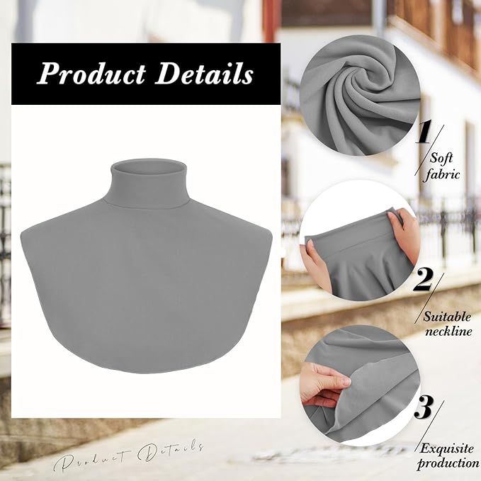 Turtleneck Dickey Extra Large Fake Collar Detachable Dickey Collar Half Mock Turtleneck for Men Women