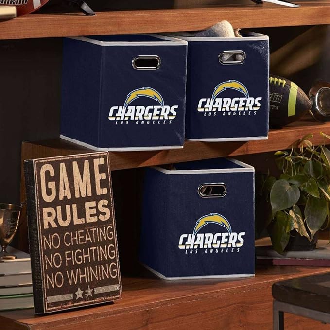 Franklin Sports NFL Storage Bins - Collapsible Cube Container + Basket - NFL Office, Bedroom + Living Room - 11"x11"