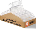 12 Pack Clear Plastic Hangers,Shirt Hanger Clear Hangers with 360 Swivel Metal Hook,Heavy Duty Dress Hangers Coat Hangers for Clothes Shirts Dresses,16.7 Inch