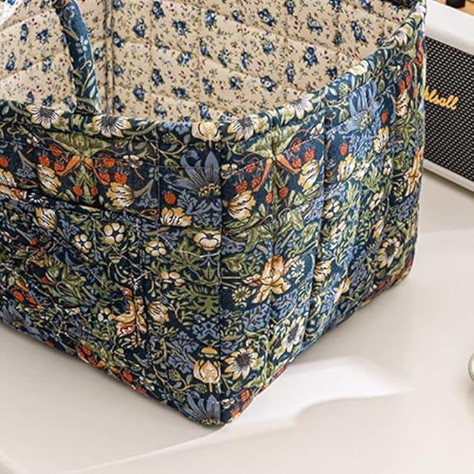 Floral Fabric Storage Basket Car Interior Storage Basket Underwear Sundries Laundry Baskets Supplies Home Organizer Bag (style 5)