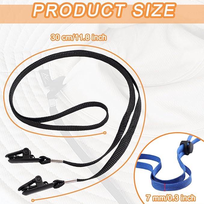 5 Pieces Adjustable Hat Strap Clips Windproof Anti-Loss Cap Strap Clips Hat Chin Cord for Travel, Golfing, Fishing