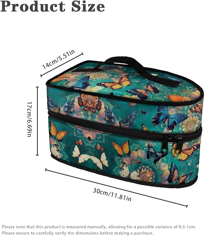 Retro Mandala Butterfly Print Steam Iron Storage Bag Portable Garment Steamer Case Lightweight Travel Iron Organizer Waterproof & Dustproof Carrier Bag, Case Only