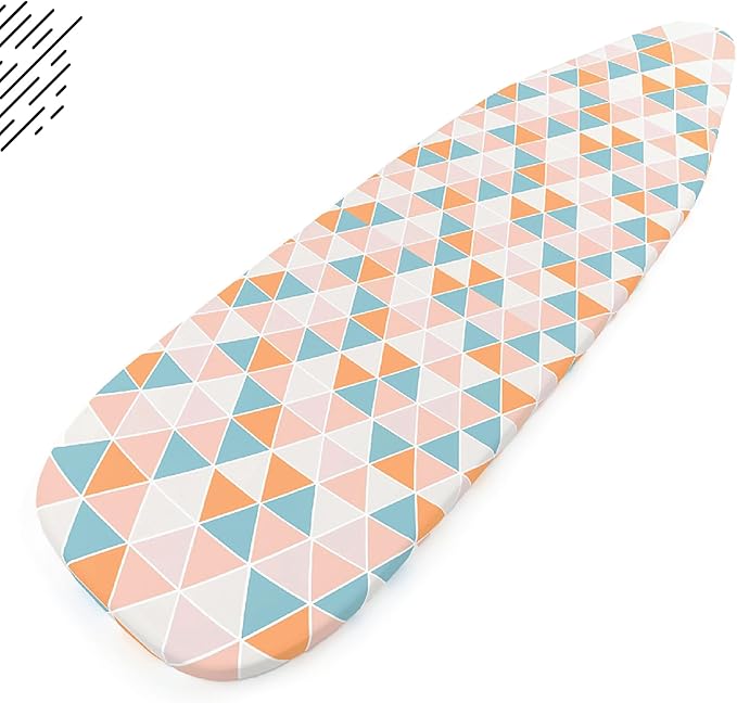 Encasa XO Ironing Board Cover and Pad - Thick 4mm Felt, Heat & Scorch-Resistant, Fits Standard Large Boards 54"x15", Elastic Bungee Cord Tightening, Easy Fit, Stain-Safe Dye, Triangles