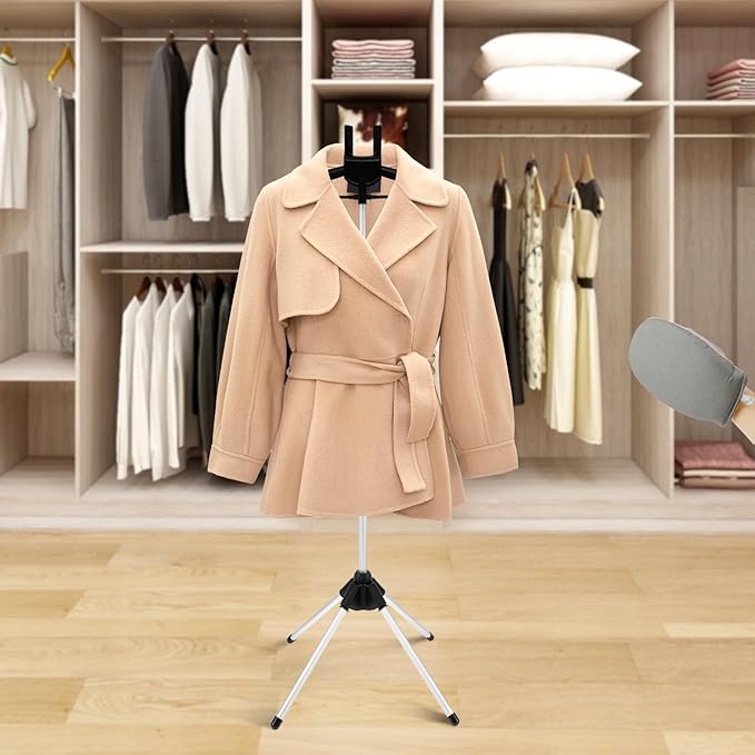 Iron Steam Stand, Steaming Clothes Hangers, Handheld Telescopic Steamer Stand Garment Steamer Rack, Height Adjustable Foldable Standing Garment Hanger for Home Steam Ironing (Black)
