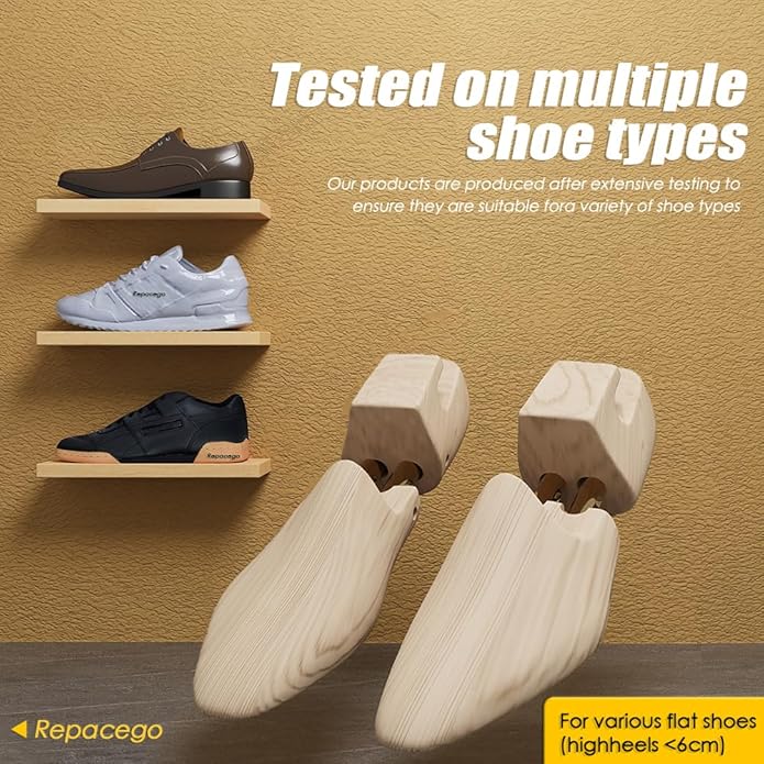 Wooden Shoe Tree for Men Women, Shoe Trees for Sneakers Leather Shoe Shaper for Wide Feet