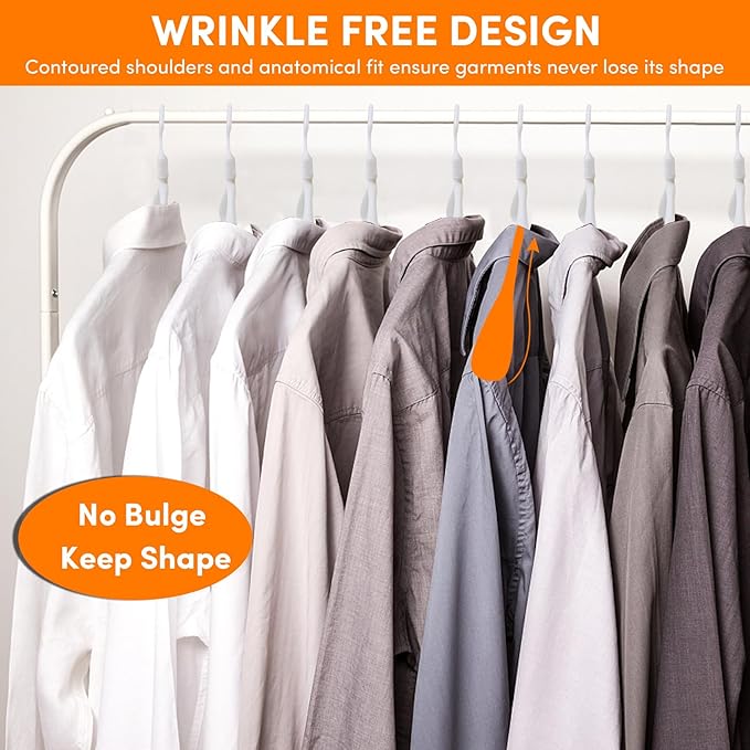 DEDU Plastic Clothes Hangers 20 Pack, Extra Thick Wide Shoulder Coat Hangers with 360° Swivel Hook Non Slip, Sweater Hangers Suit Hanger for Suits, Sweater, Dresses, Pants (White)