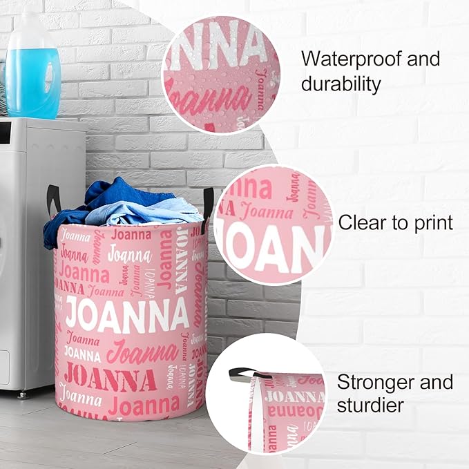 Custom Name Laundry Basket, Personalized Collapsible Laundry Hamper with Name for Bathroom Bedrooms, Customized Dirty Clothes Hamper Storage Basket Gifts for Kids Boys Girls Baby Men Women