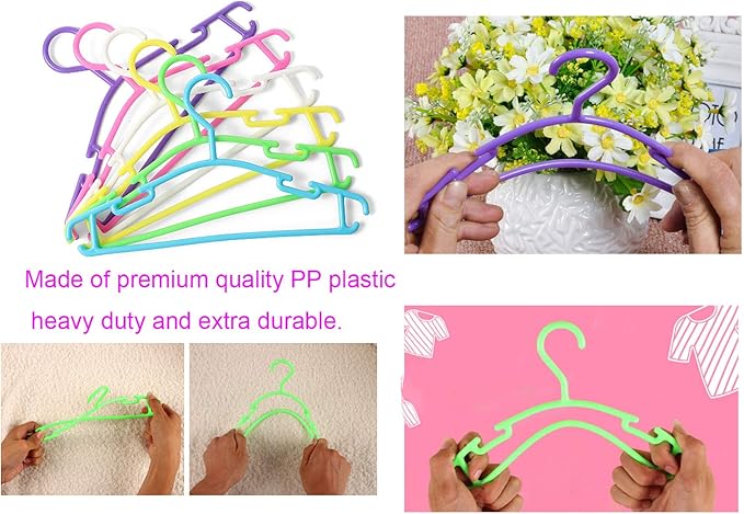 YYaaloa 30pcs Kids Clothes Hangers Baby Clothes Hangers Childrens Plastic Infant Hangers Very Durable Kids Hangers Toddler's Hangers for 1inch Closet Rod (6 colors-30pcs)