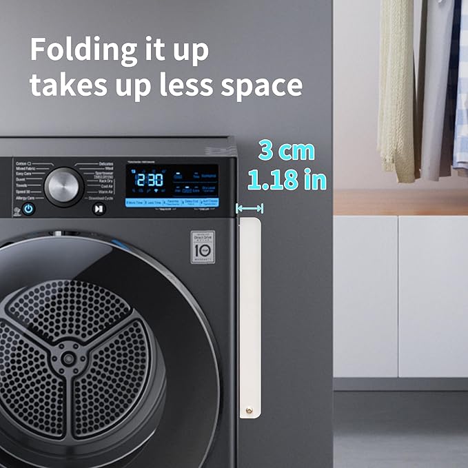 LEQ Clothes Drying Rack Magnetic Folding Shelf for Clothes and Towels, Magnet Rack Mount on Washing Machine Fridge, Durable Folding Rack for Laundry Room Bathroom Kitchen