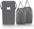 MCleanPin 210L Laundry Hamper Collapsible with 2 Washable Laundry Bags, Dirty Clothes Hamper,Laundry Basket with Handles Foldable Hamper Dorm Laundry Basket for College,Grey