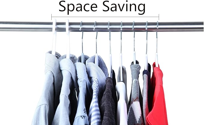 Finnhomy 50 Pack Plastic Hangers, Clothes Hangers with Non-Slip Pads, Space Saving Easy Slide Organizer, Clothes Hanger for Bedroom Closet Wardrobe, Great for Shirts, Pants, Scarves