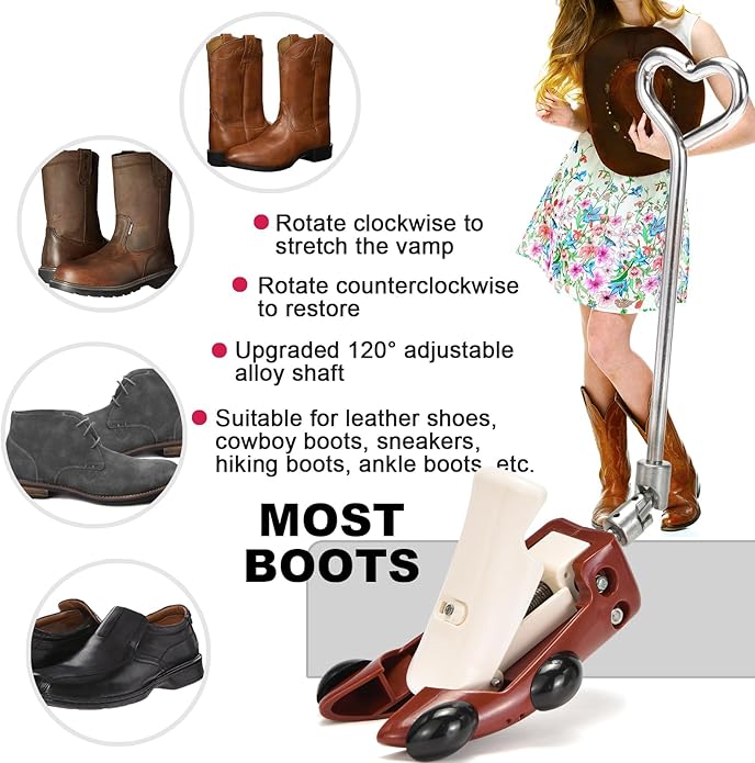 Boot Stretchers for Cowboy Boots Thick Wide Feet, Adjustable Men Women Shoe High Instep & Width Toe Box Expander