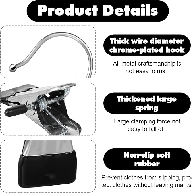 100 Pack Boot Hanger Clips Heavy Duty Laundry Hooks with Clips, Portable Stainless Steel Clothes Pins Boot Clips for Hanging Pants Socks Hats Towels Clothpins Hanger for Travel (5 Colors)