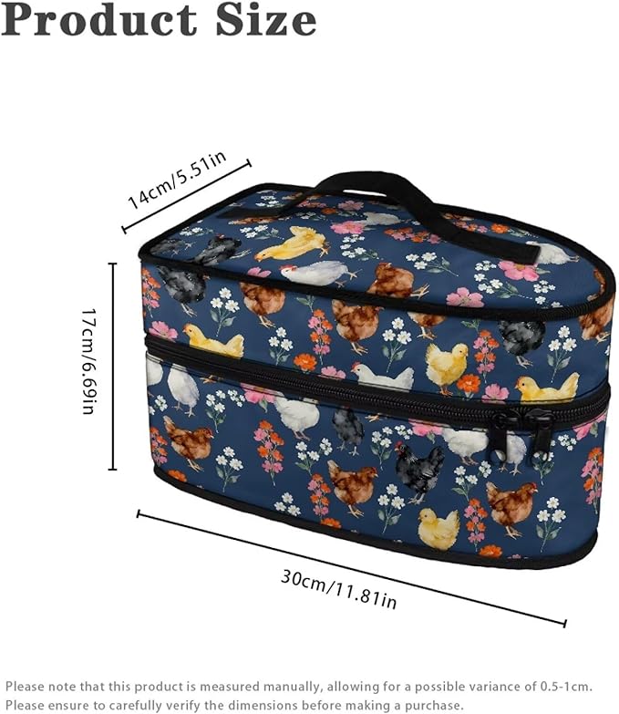Chicken Rooster Floral Portable Iron Storage Bag Dustproof Bags for Travel Mini Steam Irons Universal for Most Iron Home Decoration Easy to Carry (Bag Only)
