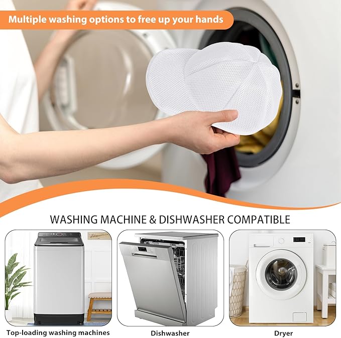 Haiou 2-Pack Hat Washer Cage Hat Washer Compatible with Washing Machine & Dishwasher for Baseball Caps (White)