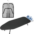 Metal Mesh Panel Tabletop Ironing Board with Iron Rest, Portable Ironing Board Small with Heat Resistant Cotton, Mini Iron Board for Small Space, 31.5x11.8x6.2IN, Black