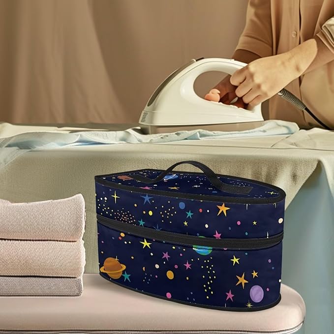 Planet Clothes Iron Storage Case with Zipper Closure Wear-resistant Colorful Iron Portable Storage Bag for Travel or Storage