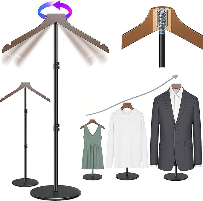 2 Pack T Shirt Stand Display 19-44.5 Inch,Height Adjustable for Long Short Clothes Dress, Boutique Display Mannequin for Store, Closet, Photoshoot, Exhibition, Vendors Shop, Parties (Brown, 44.5inch )