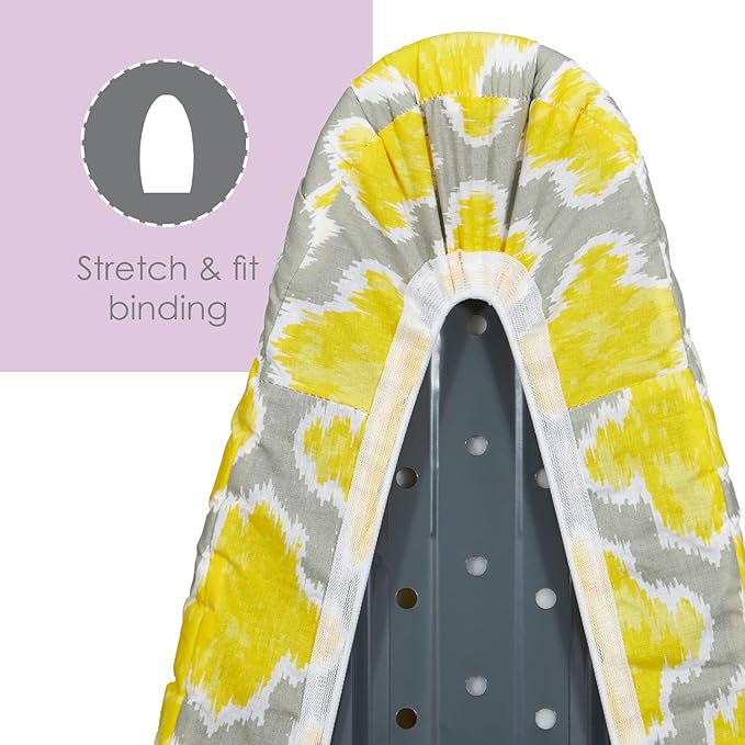 Ironing Board Cover and Pad (Freesia Lattice), 100% Cotton with Ultimate Double Padding by Seymour Home Products; Fits Full Size Board | Stain and Scorch Resistant; Elastic Edge | Laundry Accessories