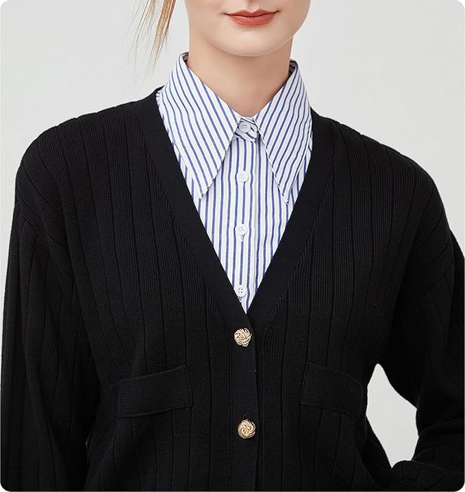 GUZOSJO Blue Striped Detachable Collar Shirt,Dickey Half Blouse False Collar for Lady Girls Men