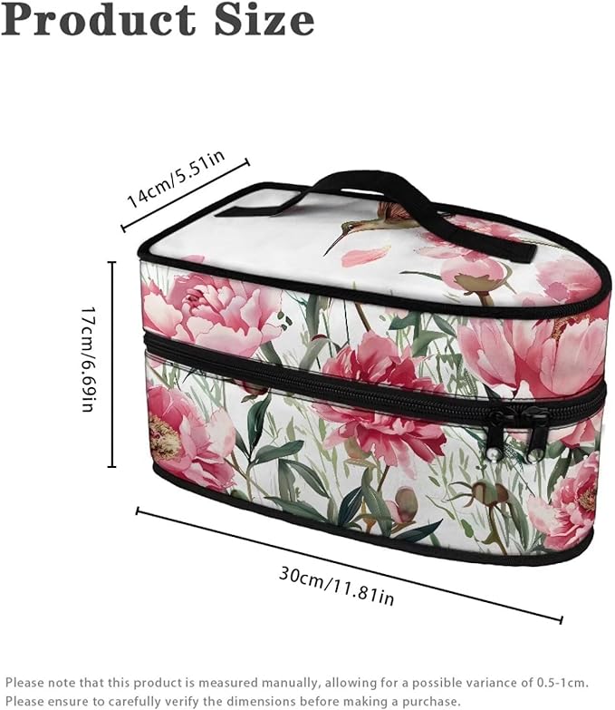 Pink Flower Iron Case Storage Fits Traveling Outing,Bird Steam Iron Carrying Case Iron Protective Cover Travel Steamer Bag with Handle