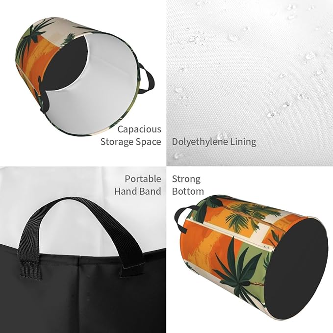 Retro Tropics Print Laundry Basket For Storage Bins Gift Baskets Bedroom Clothes Hamper