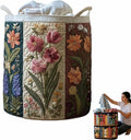 Quilted Laundry Basket, Quilted Laundry Basket with Handles, Boho Fabric Floral Storage, For Bedroom Laundry (#10, 20"L x 20"W x 28"H)