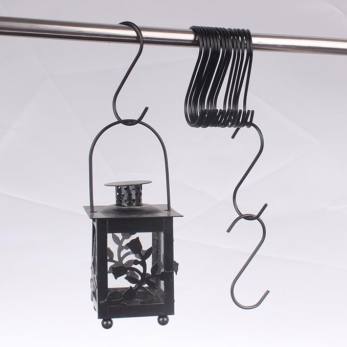 WARMBUY 30 Pack Black S Hooks Utility Hooks for Hanging Kitchen Pans Pots, Closet Clothes, Plants Bags Towels