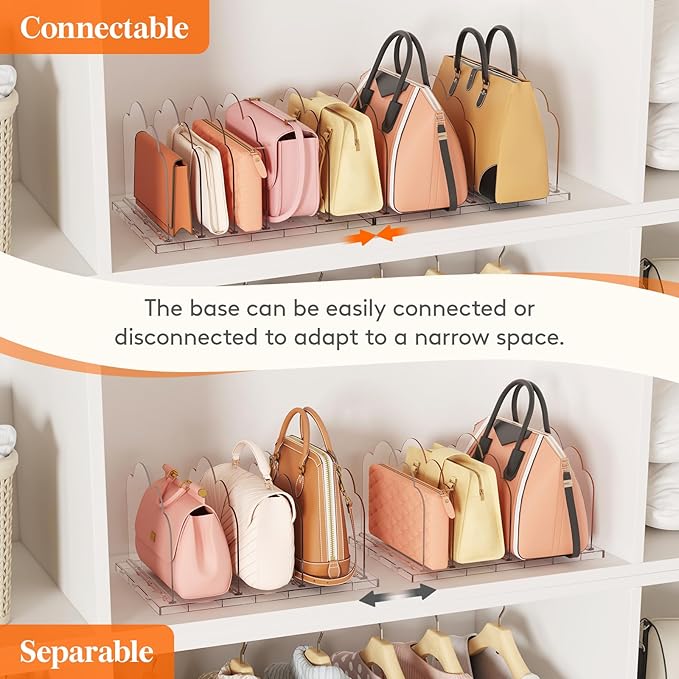 Lifewit Purse Organizer for Closet, Clear Handbags Storage Organizer, Adjustable Clutch Purse Storage Organizer Holder for Closet, 4 Pack Bookshelf Dividers for Sweater in Bedroom 35 x 24 cm/14 x 9.5"
