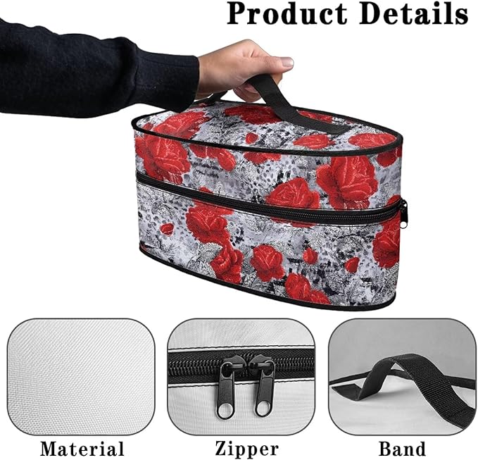Rose Print Steam Iron Case Steamer Storage Bag Portable Travel Iron Carrier Bag with Handle Lightweight Iron Accessories, Case Only