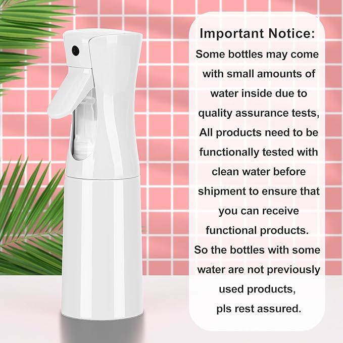 (White Hair Mister Spray Bottle，Spray Water Bottle Fine Mist Refillable Plants（6.8OZ /200ML） Barber，Showering Pets, Plants, travel, Ironing and Cleaning ﻿ ﻿ ﻿(Continuous Spray)