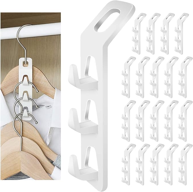 Cascading Clothes Hanger Hooks,Space Saving Series Multi-Function Multi-Layer Cabinet Clothes Connection Folding Storage Clothes Rack Hanger Household Strong Load-Bearing Closet Hook (20pcs)