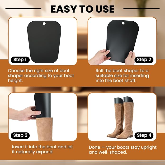 6 Pairs Tall Boot Shapers – Reusable Inserts to Prevent Bending, Creasing & Maintain Shape for Women and Men Boots (6 Pair, 12/14/16 inches)
