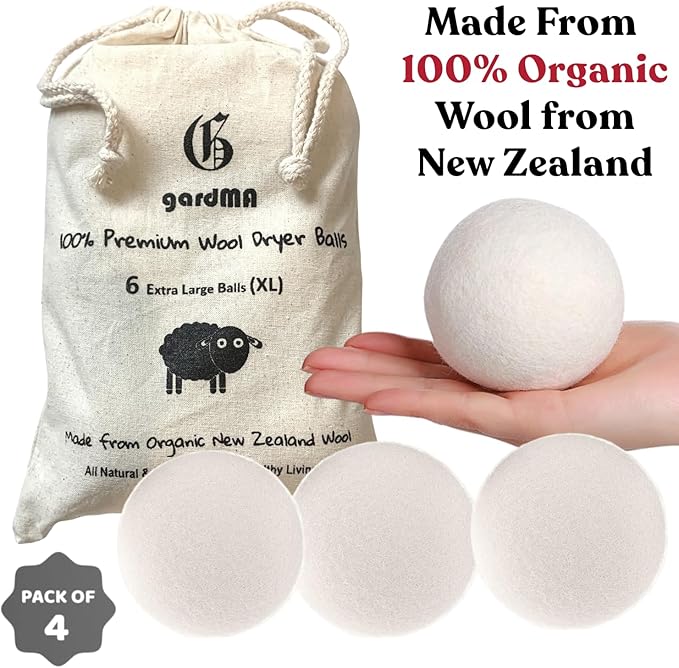 Essential Oils for Laundry, Diffusers, Dryer Balls, Candles, Soaps – 6 Most Popular 100% Pure Therapeutic Grade Aromatherapy Oils (4 XL Dryer Balls & Essential Oil Set Bundle)