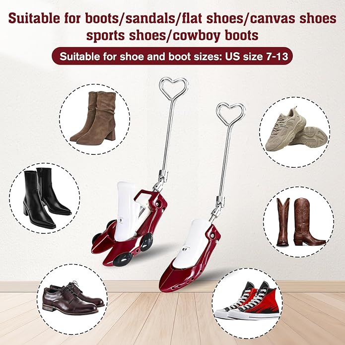 Boot Stretchers for Cowboy Boots 2 PCS Shoe Stretcher for Wide Feet Men Shoe Trees Adjustable Length & Width for Men Women