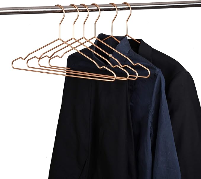 17 Inch Metal Clothes Hanger 20 pack, 4.0mm Heavy Duty Shirt Blouse Hanger for Coat Suit Bridal Boutique, Space Saving Slim Wire Hanger for Camisole Trousers Wedding Dress（Matte Rose Gold）