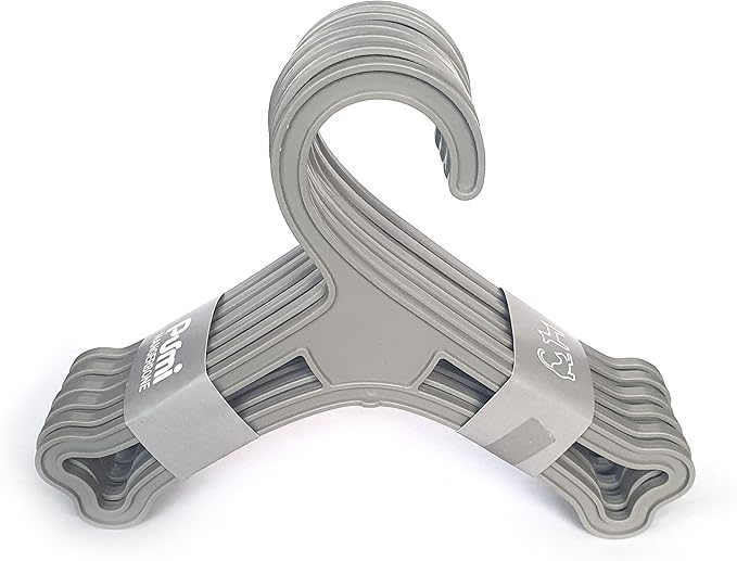 LENITH Dog Bone Shaped Small Pet Mini Clothes Plastic Hanger Grey Pack of 10