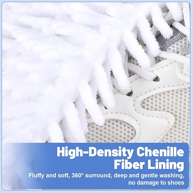 2 PCS Shoe Washing Machine Bag, Reusable L-shaped Zipper Laundry Shoe Bag for Washing Machine with Insoles Mesh Pocket for Washer and Dryer, Shoe Cleaning Bags for Sneaker Tennis Shoes