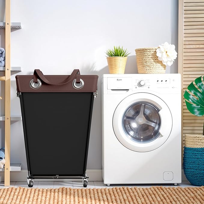 HILIUS Laundry Hamper with Wheels 210L Large Capacity Hamper Rolling Laundry Basket Extra Large Laundry Cart for Easy Transport Storage Basket Ideal for Dorm Laundry Room Bathroom Black