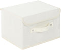 Storage Boxes, Collapsible Storage Bins with Lids, Cotton and linen cloth Storage Baskets with Handle, for Books, Closet, Bedroom, Home, 10.2x7.9x6.7 in, Beige