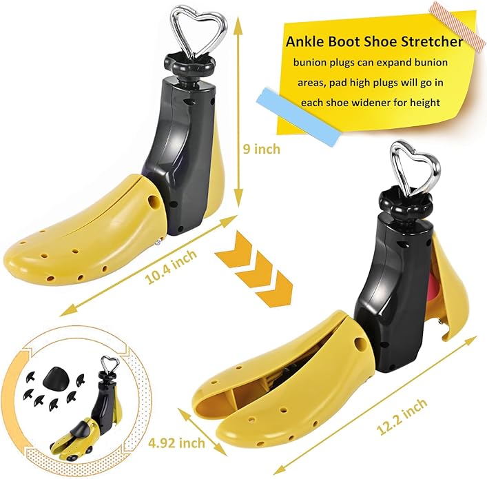 2PCS Professional Boot Shoe Stretcher Wide Feet for Men Women, Shoe Expander Widener Adjustable Length & Width
