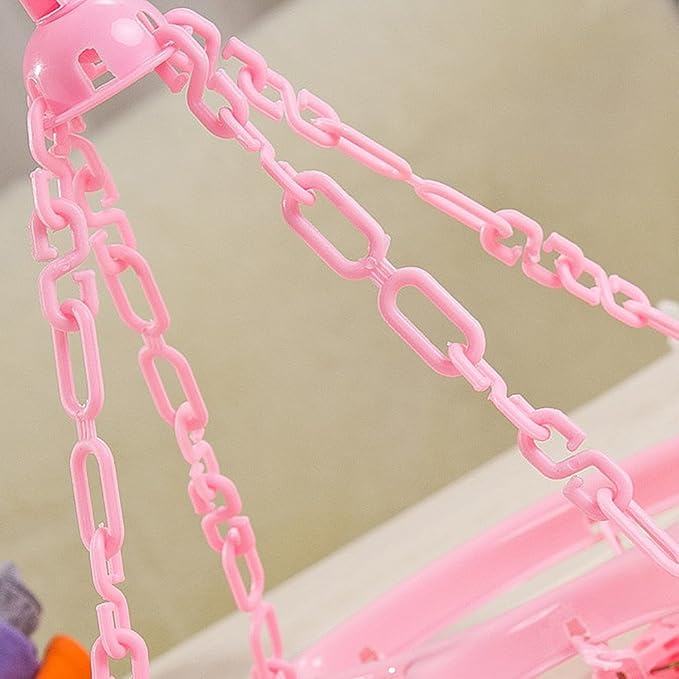 Round Plastic 18 Clips Underwear Scarf Laundry Clothes Drying Hanger Pink