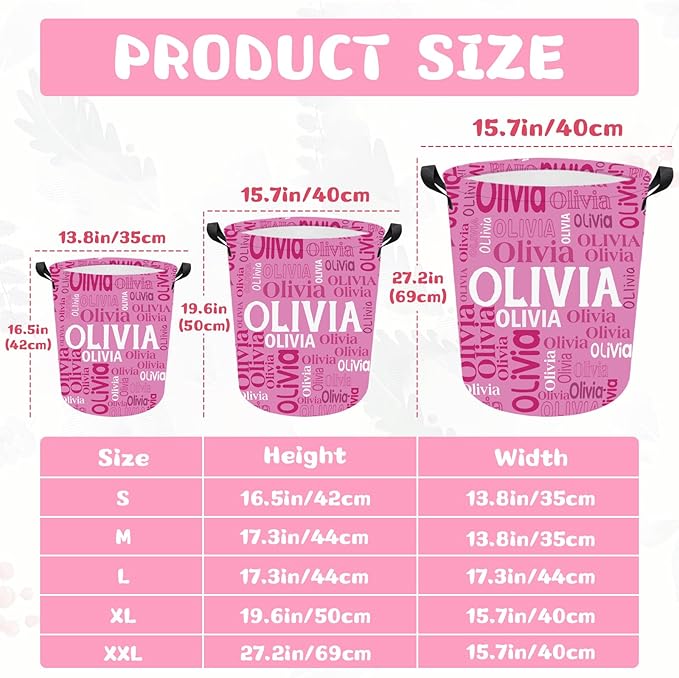 Personalized Laundry Hamper Custom Kids Dirty Clothes Hamper with Name Storage Basket for Bathroom Bedrooms Nursery for Baby Girls Boys Adults (Style-Name)