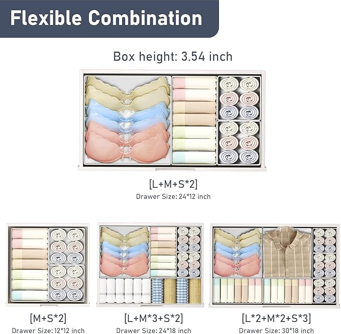 DIMJ Drawer Organizer Clothes Storage - 28 Pack Baby Dresser Organizer for Nursery, Small Fabric Closet Drawer Organizer Bins for Underwears Socks, Foldable Storage Dividers Organization for Bedroom