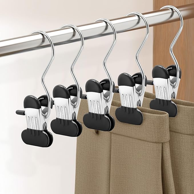 60 Pack Wide Leggings Hangers for Closet, Metal Pants Hangers with Clips, Non-Slip Skirt Boot Jeans Hanger, Stackable Closet Organizer Space Saving Black