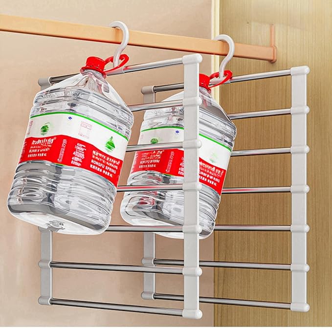 2 Pack Pants Hangers Space Saving,Closet Organizers and Storage,Foldable Trousers Scarf Hangers Collapsible 7 Layer Jeans Hanger for Travel Camping Dorm Room