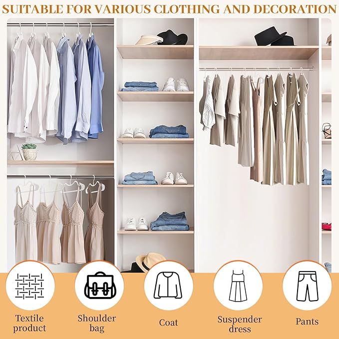 LemonRoad 50 Pcs Plastic Short Neck Hangers, Anti-Slip Space Saving Hangers for Shirts Pants Clothes Smooth, Not Velvet