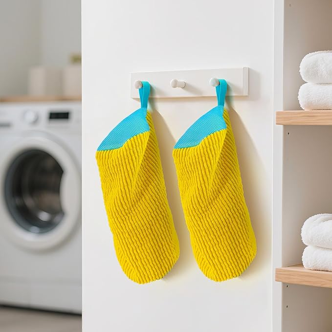 Shoe Washing Machine Bag,Reusable Laundry Cleaning bags for Washer and Dryer Fluffy Fibers 360° Wrap-Around Cleaning for All Shoes with Adjustable Shoe Trees & Dust-Proof Bag (Yellow 4Pcs)