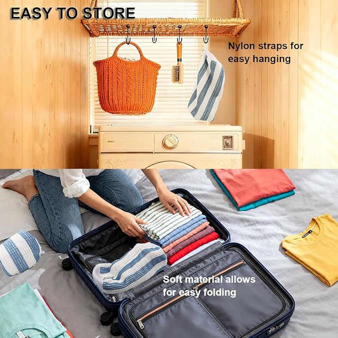 Shoe Washing Machine Bag,Blue and white stripes Mesh Shoe Washing Bag for Washing Machine - Large Size Fits various Shoes, Chenille Fabric Protection, Zipper Laundry Bag for Sneakers (2 Pcs)